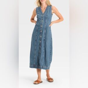 Women’s Denim Button-Down Ankle Dress